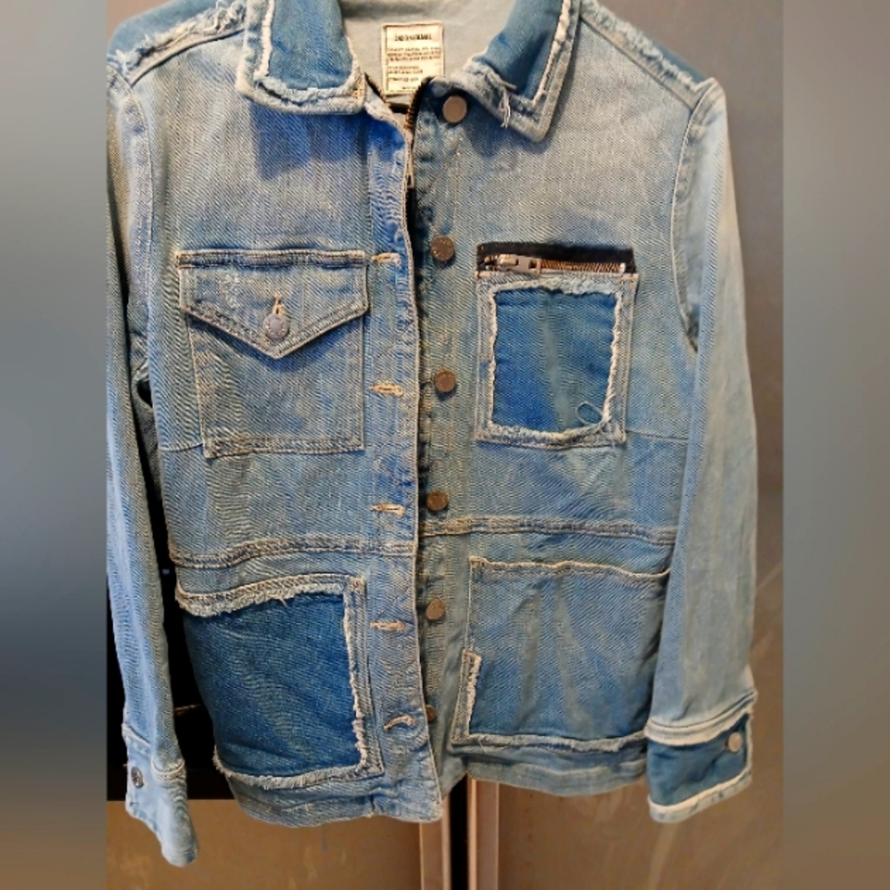 Blue Patchwork Denim Jacket